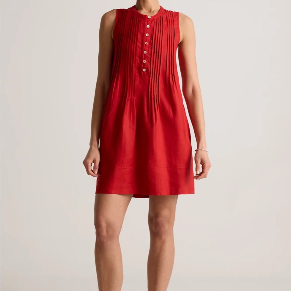 NWT Quince Red Linen Swing Dress